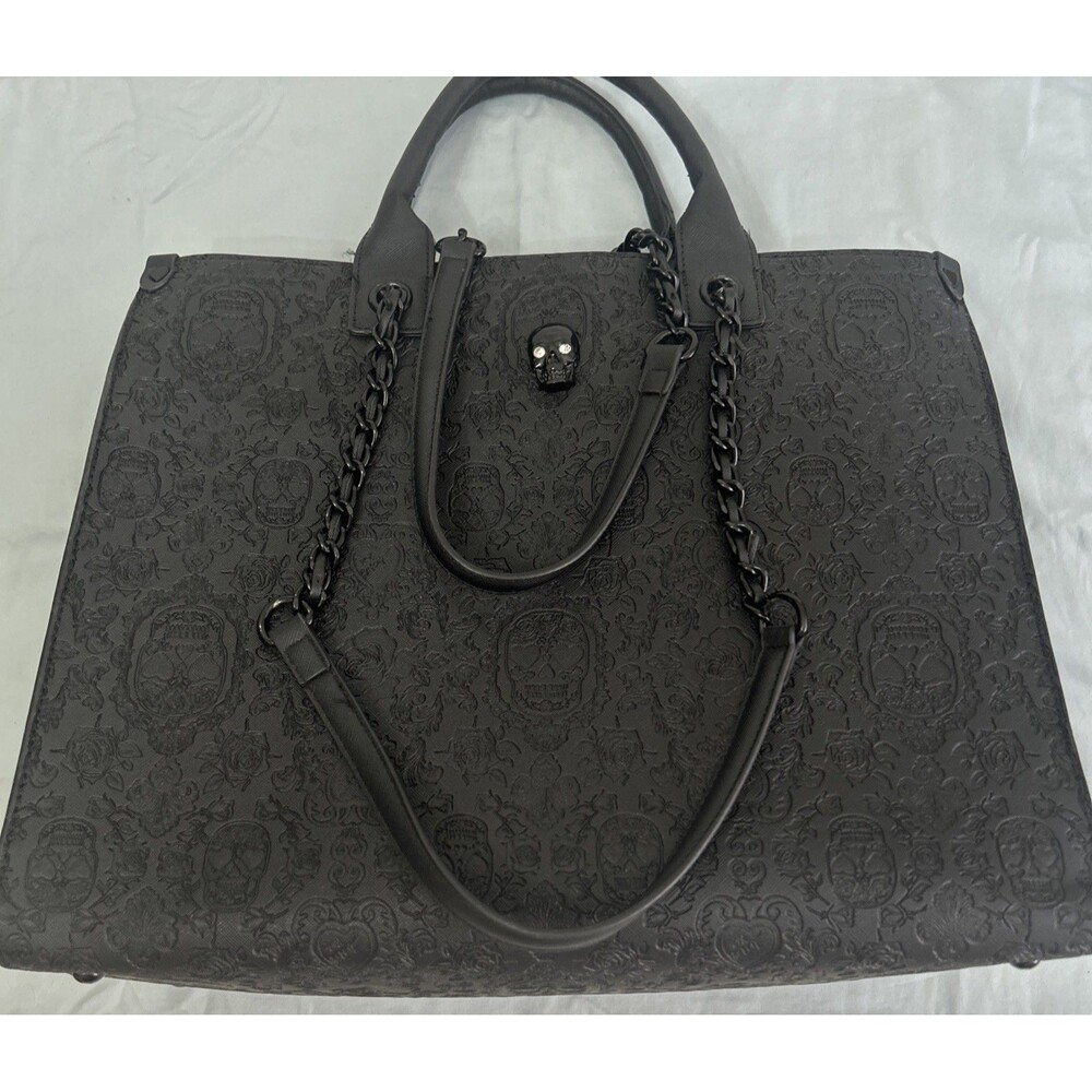 Betsey Johnson Large Skulls Skulltastic Embossed Women's Black Satchel